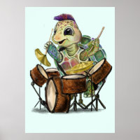 Poster engraçada com baterista de tartaruga - Pint