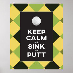 Poster Engraçada Fique Calma Golfe