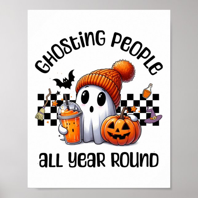 Poster Engraçada Ghost Ghost Halloween Crianças Gráficas  (Frente)