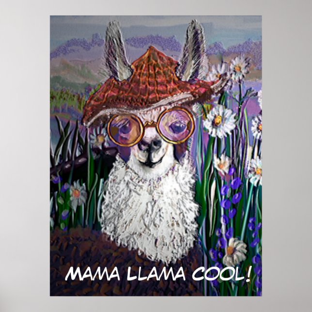 Poster Engraçada Mãe Llama Mantenha Sua Legal (Frente)