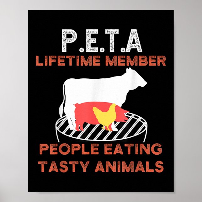 Poster Engraçada P.e.t.a. Pessoas Comendo Animais Torrido (Frente)