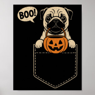 Poster Engraçada Pug Halloween Cachorro Cachorro Cachorro