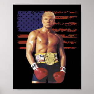 Poster Engraçada Trump Rocky Boxer Memer Boxer USA Flag P