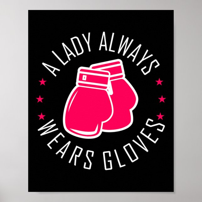 Poster Engraçadas Luvas Rosa A Boxer Para Camiseiros Boxa (Frente)