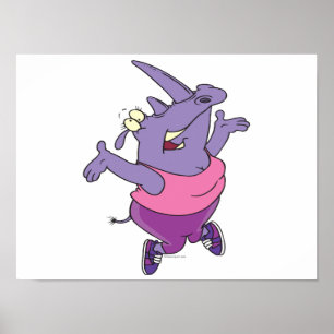 Póster engraçadinho exercitando o rhino trabalhar desenh