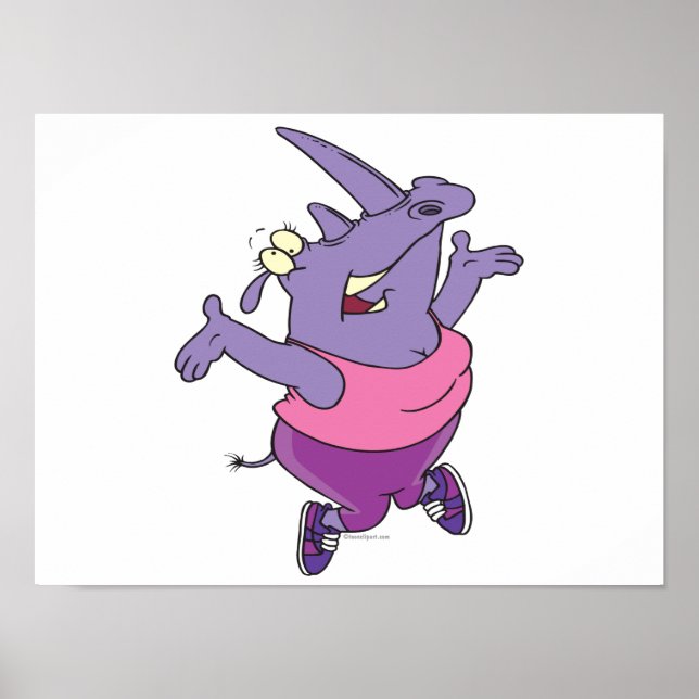 Póster engraçadinho exercitando o rhino trabalhar desenho (Frente)