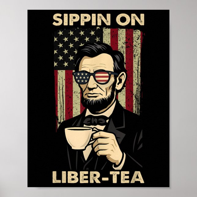 Poster Engraçado 4 de julho bebendo Liber-tea Liberdade I (Frente)