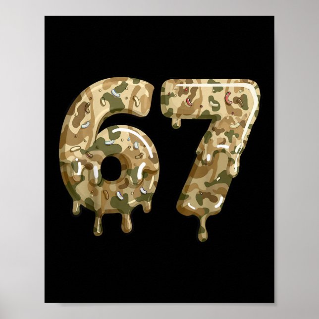 Poster Engraçado 67 Camo Drip Meme Six Seven Gíria Alfa  (Frente)