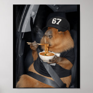 Poster Engraçado 67 Capivara Comendo Ramen Gen
