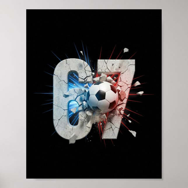 Poster Engraçado 67 Futebol Gotejamento Seis Sete Meme 6  (Frente)