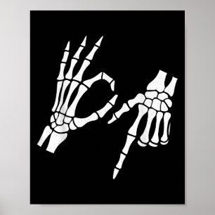 Poster Engraçado 67 Mãos Esqueletais de Halloween de Seis