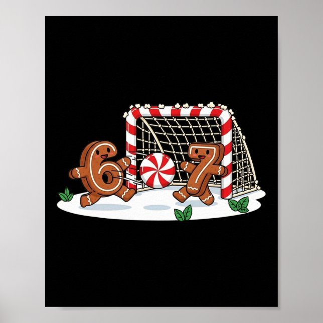 Poster Engraçado 67 Seis Sete Biscoito de Natal Futebol d (Frente)