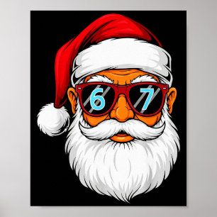 Poster Engraçado 6 7 Seis Sete Meme Rosto do Papai Noel N