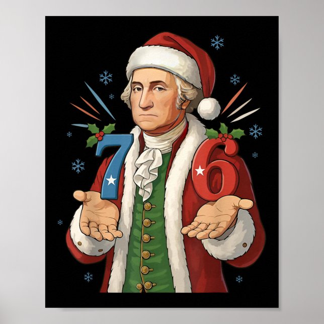 Poster Engraçado 7-6 6-7 George Washington Papai Noel 67  (Frente)