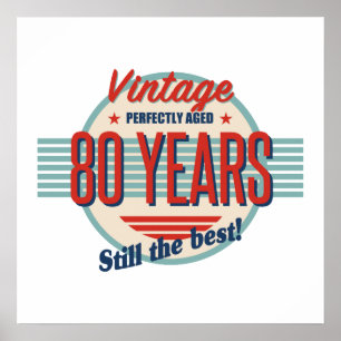 Poster Engraçado 80 Birthday Velho Movido