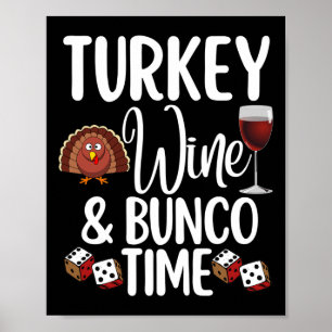 Poster Engraçado Ação de Graças Cai Humor Turquia Vinho e