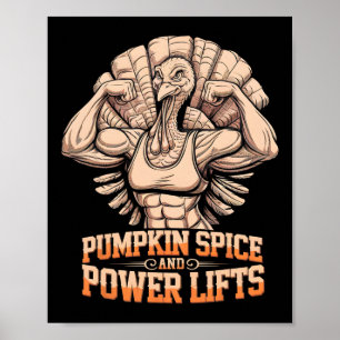 Poster Engraçado Ação de Graças Turca Poderosa Workout