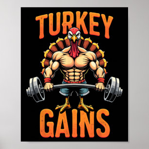 Poster Engraçado Ação de Graças Turquia ganha Motivação T