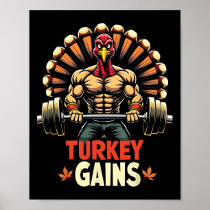 Poster Engraçado Ação de Graças Turquia ganha Motivação T