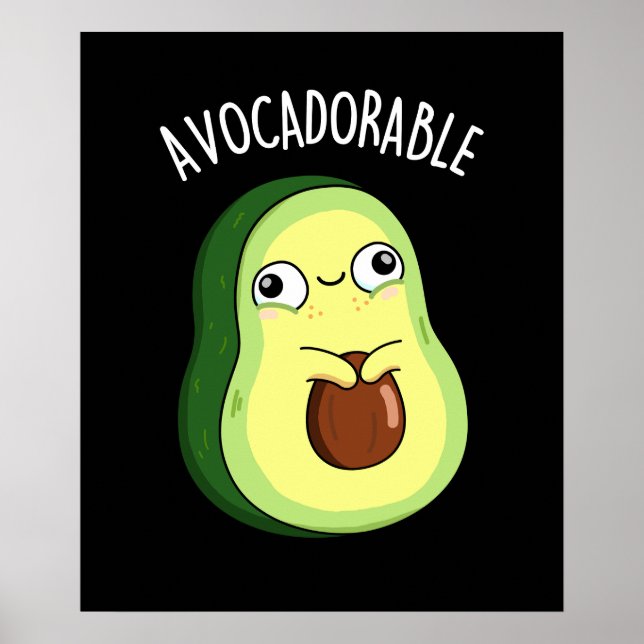 Poster Engraçado Adorável Avocado Pun Dark BG (Frente)