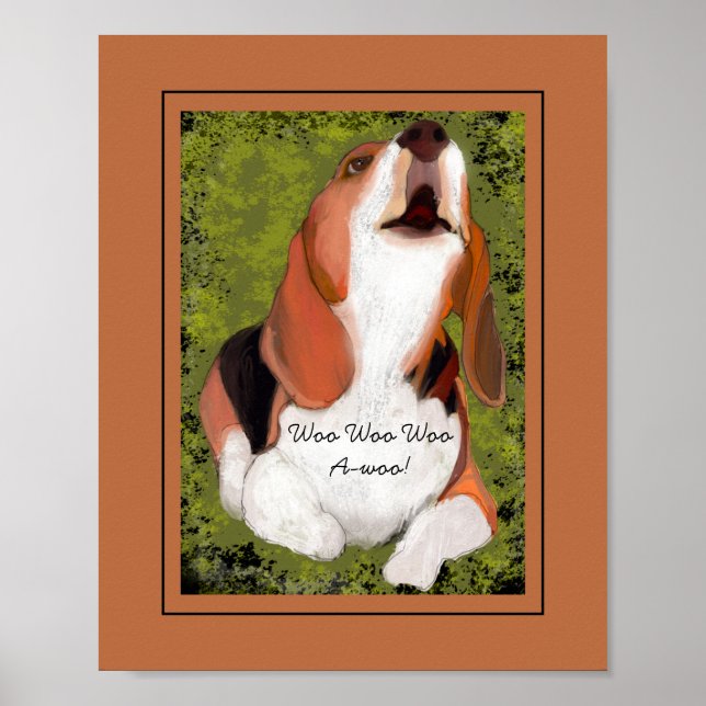 Poster Engraçado, adorável Beagle uivando (Frente)
