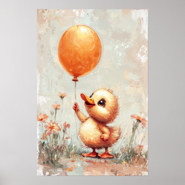 Poster Engraçado alegre com Dor Digital do Balão Laranja (Frente)