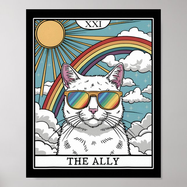 Poster Engraçado Ally Cat Sunvidles Lgbtq Gay Lésbica Biu (Frente)