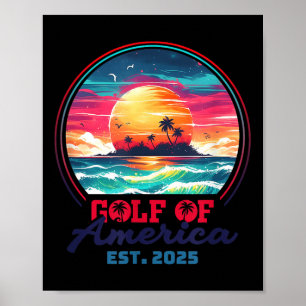 Poster Engraçado América Americana Shirt Golfo Dos Eua Am