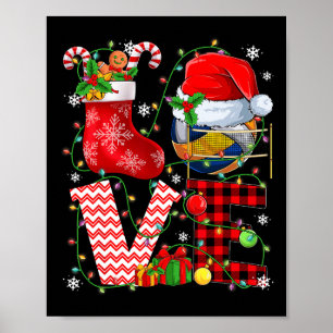 Poster Engraçado Amor Bola de Voleibol Santa Chapéu