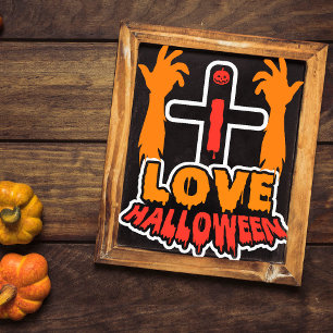Poster Engraçado Amor Halloween Spookie Mãos Zombie