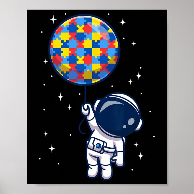 Poster Engraçado Astronauta Bylon Autismo Espaço de Consc (Frente)