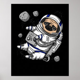 Poster Engraçado Astronauta Espacial do Cachorro Pet Cósm