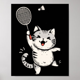 Poster Engraçado Badminton Gato Gato Gatinho Badminton Pl