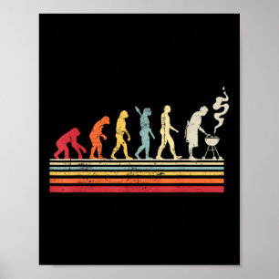 Poster Engraçado Barbecue Grill Pai Evolution Man Vintage