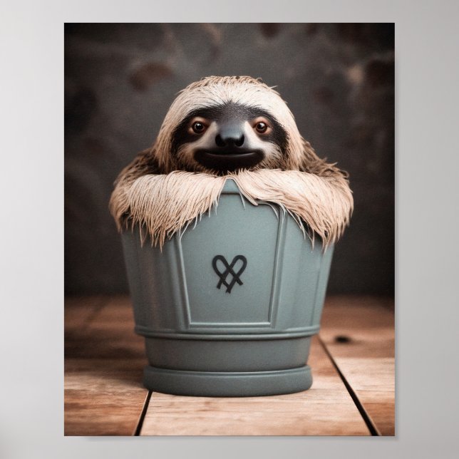 Poster Engraçado Bathroom Decor Wall Art Sloth (Frente)