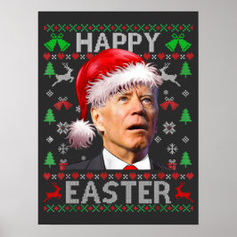 Poster Engraçado Biden Confuso Felz pascoa de Natal Feio 