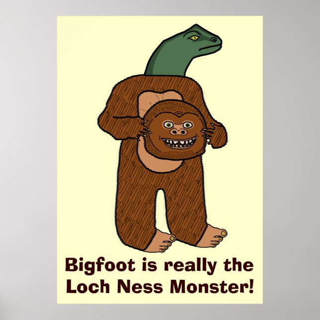Poster Engraçado Bigfoot Loch Ness Monster (Frente)
