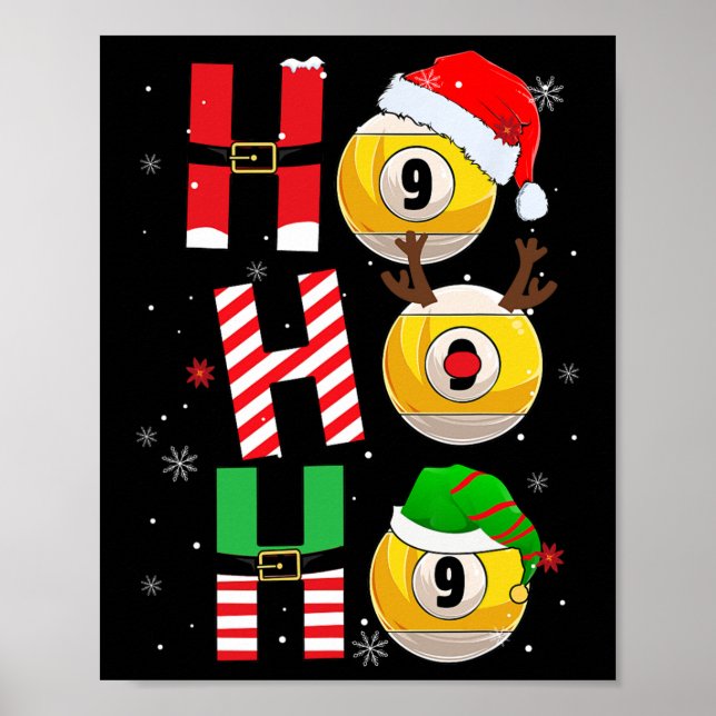 Poster Engraçado Bilhar de Natal Ho Ho Ho Xmas Correspond (Frente)
