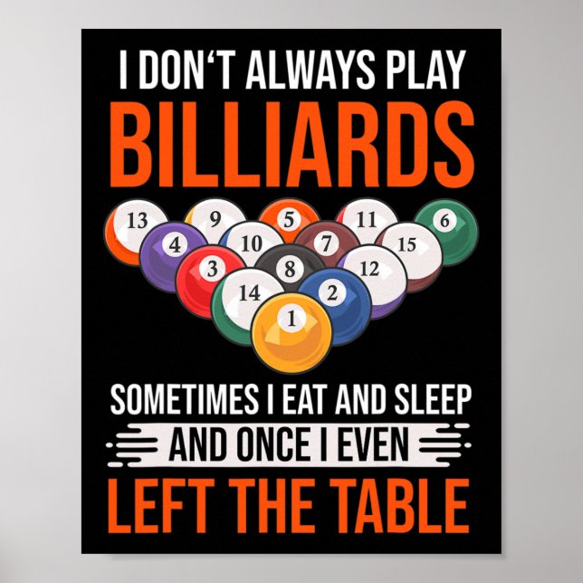 Poster Engraçado Billiard Dizendo Com Mesa De Piscina Par (Frente)