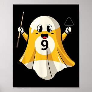 Poster Engraçado Billiard Fantasma Pumpkin Boo Halloween 