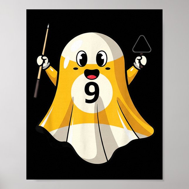 Poster Engraçado Billiard Fantasma Pumpkin Boo Halloween  (Frente)