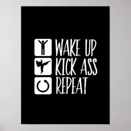 Poster Engraçado Black Belt Arts Martial Acordar-up Chute
