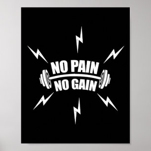 Poster Engraçado Bodybuilding Sem Dor Sem Ganho