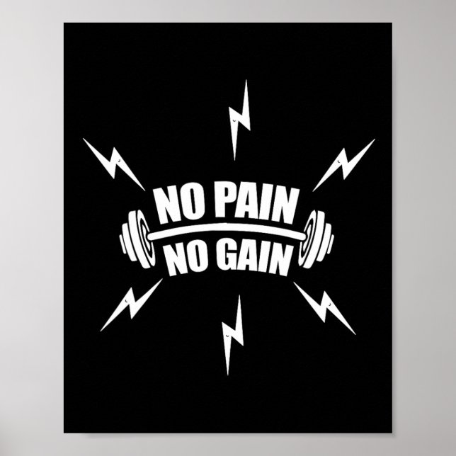 Poster Engraçado Bodybuilding Sem Dor Sem Ganho (Frente)