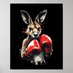 Poster Engraçado Boxer Kangaroo Com Luvas De Boxas Lutand