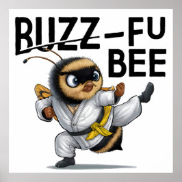 Poster Engraçado Buzz-Fu Bee Artes Marciais