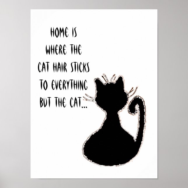 Póster Engraçado Cabelo de Gato Quote Gato Negro Bonito S (Frente)