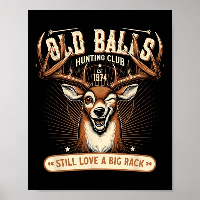 Poster Engraçado Caçador de Aniversário para 50º Bir Masc (Frente)