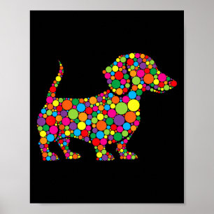 Poster Engraçado Cachorro Dachshund Amantes Bolinhas Feli
