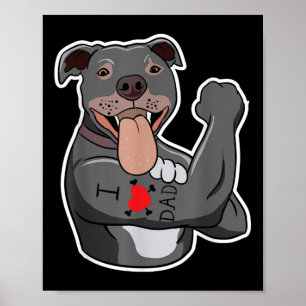 Poster Engraçado Cachorro Touro Adoro Tatuagem Pai Amante